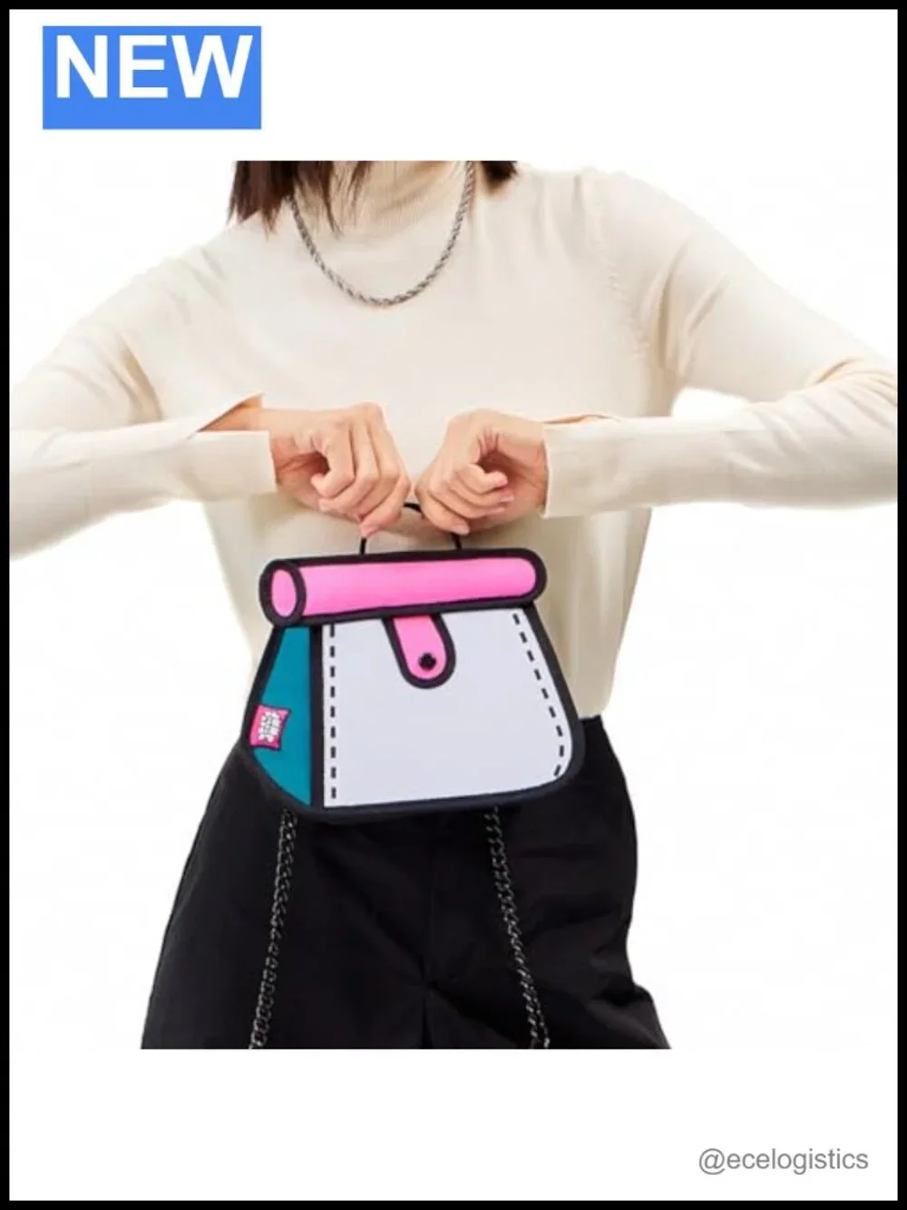 2D Cartoon Cake Crossbody Bag - Pop Art Shoulder Bag for Women